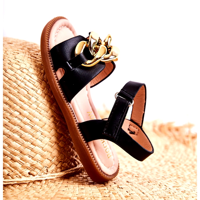 FR1 Sandale Copii Cu Velcro Layra Negru de aur 5