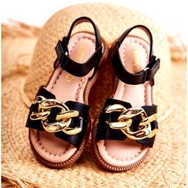 FR1 Sandale Copii Cu Velcro Layra Negru de aur 2