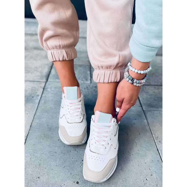 Pantofi sport Devi Beige cu talpă înaltă bej multicolor 2