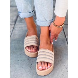 Papuci Leah Beige cu talpă înaltă bej 1