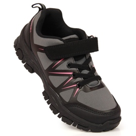 Pantofi de trekking pentru copii impermeabili cu Velcro gri American Club negru 1