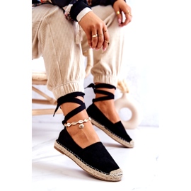 FB1 Ismanne Espadrile din piele intoarsa neagra Legate negru 4