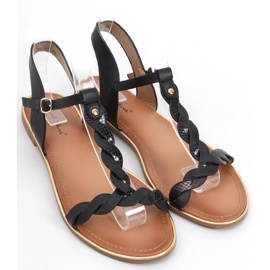 Sandale de dama Basma Black iridescente negru 4