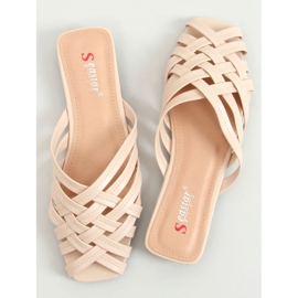 Papuci de dama împletiti Loretta Beige bej 1