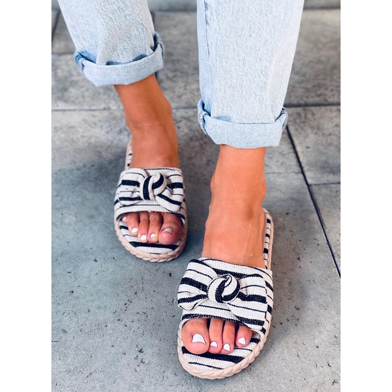 Papuci de dama Adana Black bej negru 1