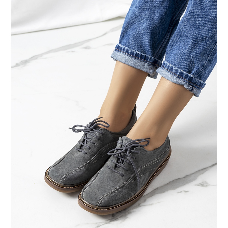 Pantofi de dama din piele gri de la Morten 1