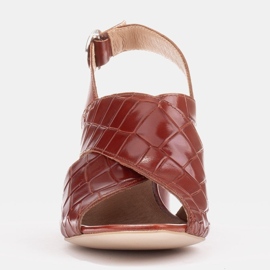 Marco Shoes Sandale din piele pentru femei din piele cu dungi tăiate maro 1