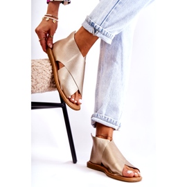 S.Barski Sandale de damă din piele aurii Catalise de aur 1