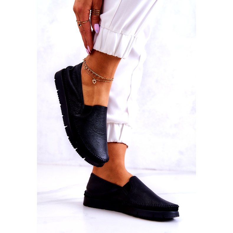 Pantofi Slip-On din piele de damă Maciejka 03512-01 Negru 3
