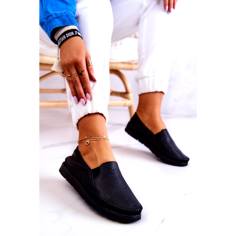 Pantofi Slip-On din piele de damă Maciejka 03512-01 Negru 4