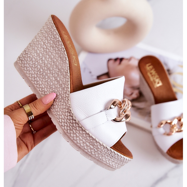 Lewski Shoes Papuci din piele Lewski 3062 White alb 4