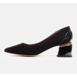 Marco Shoes Pompe din piele de căprioară neagră cu model floral negru 1 Marco Shoes Pompe din piele de căprioară neagră cu model floral negru 1