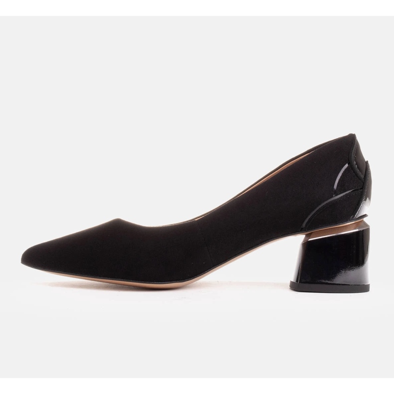 Marco Shoes Pompe din piele de căprioară neagră cu model floral negru 1 Marco Shoes Pompe din piele de căprioară neagră cu model floral negru 1