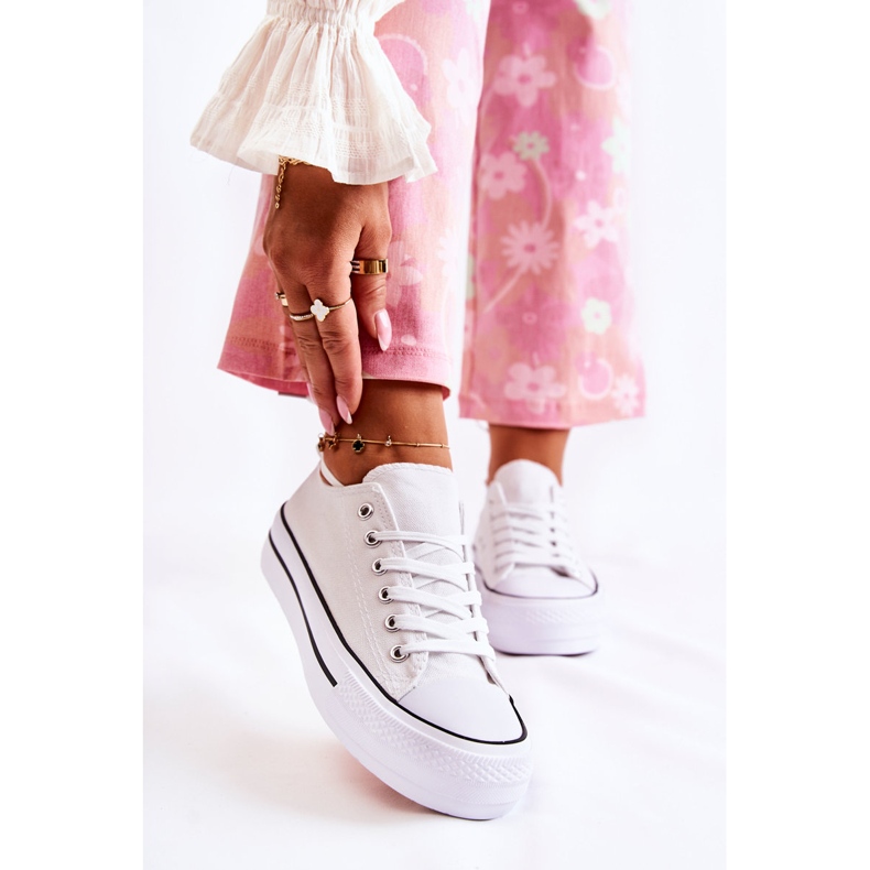 FS3 Pantofi de damă clasici pe platformă alb Conelle 1