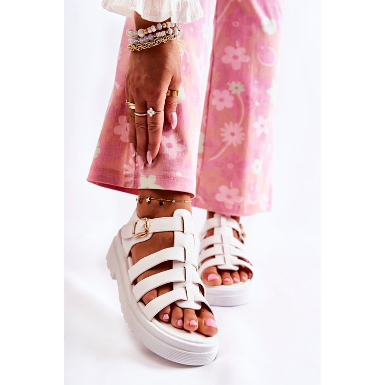 PG1 Sandale la modă, cu bretele maliene albe 1