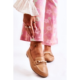 PG1 Mocasini de dama maro cu perle decorative de la Sergia 1