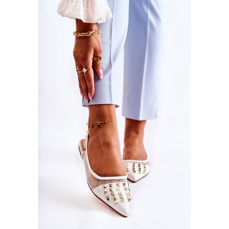 Balerini de damă cu știfturi alb Kinley 1