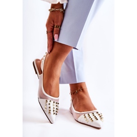 Balerini de damă cu știfturi alb Kinley 2