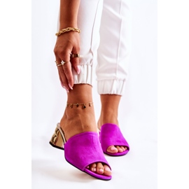 PA2 Papuci de femei din piele intoarsa cu toc inalt Fuchsia Perry roz 1