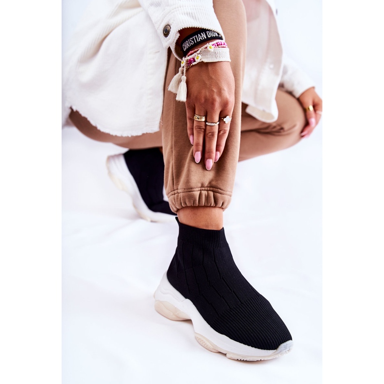 Pantofi sport de pânză înalți de damă Negri Nolly negru 1