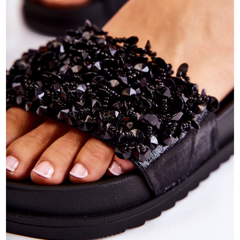 Flip-flops Damă Platformă Cu Decorații, Negru 4