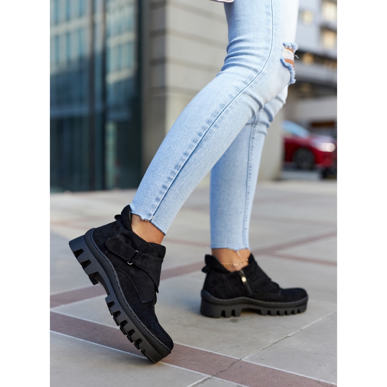 S.Barski Remgate Black Suede Trappers Cu Fermoar negru 2