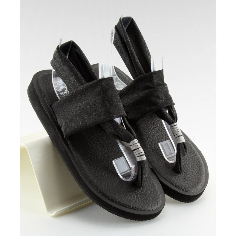 Sandale negre din bumbac DD81P negru 2 Sandale negre din bumbac DD81P negru 2