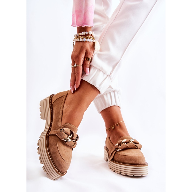 Pantofi de damă din piele intoarsa Laura Messi 2523 Camel maro 2