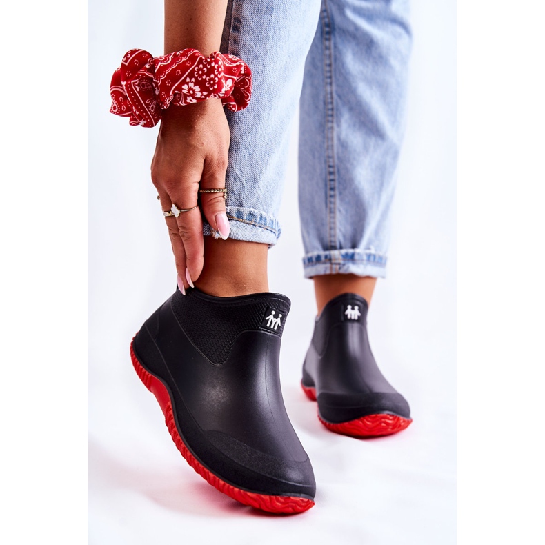 Galoshes Eldora, negru și roșu, joasă pentru femei roşu 1