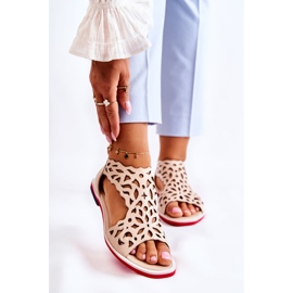 PA2 Sandale ajurate ușoare din piele Bej Alima 1