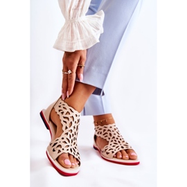 PA2 Sandale ajurate ușoare din piele Bej Alima 2