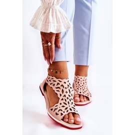 PA2 Sandale ajurate din piele roz deschis Alima 1