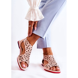 PA2 Sandale ajurate din piele roz deschis Alima 2
