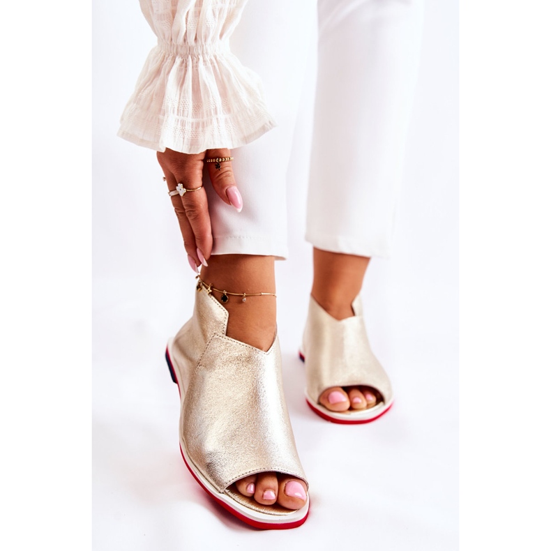 Nicole Sandale din piele pe un slider Clorie auriu de aur 1