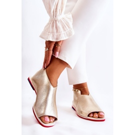 Nicole Sandale din piele pe un slider Clorie auriu de aur 2