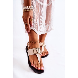 PS1 Sandale De Damă Flip-flops Cu Decor Bej Calia 1