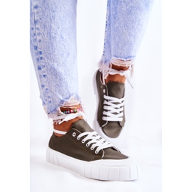 PS1 Pantofi de damă Kaki Comes cu platformă verde 2 PS1 Pantofi de damă Kaki Comes cu platformă verde 2