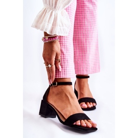 PA2 Sandale de damă din piele intoarsa cu toc inalt Black Tellis negru 1