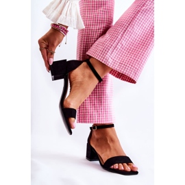 PA2 Sandale de damă din piele intoarsa cu toc inalt Black Tellis negru 2