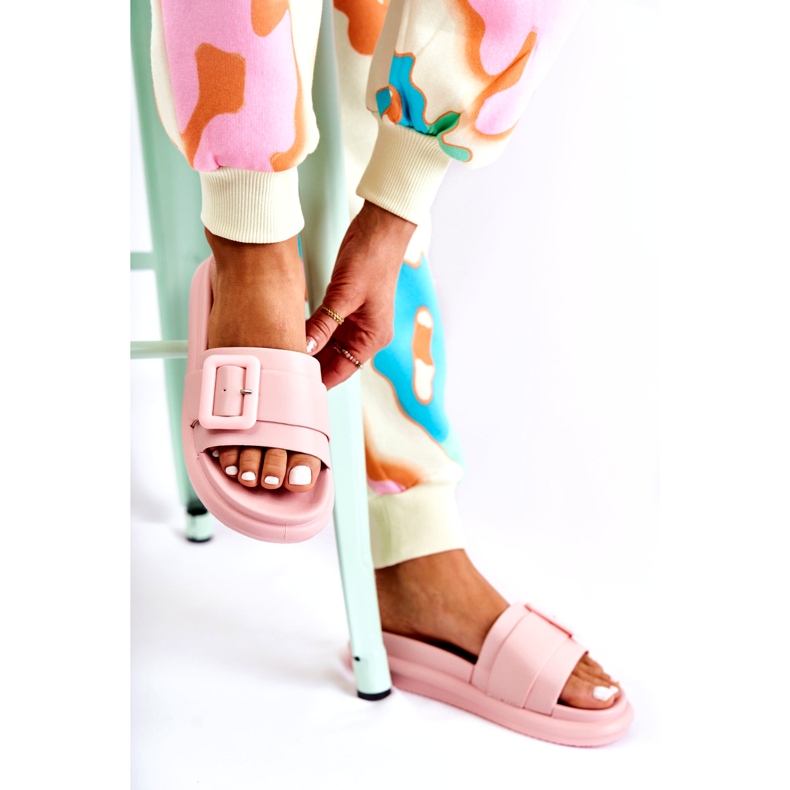 Flip-flops de damă cu cataramă, roz 3