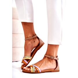 Sandale de damă la modă Maciejka L4953-04 Multicolor bej maro 2