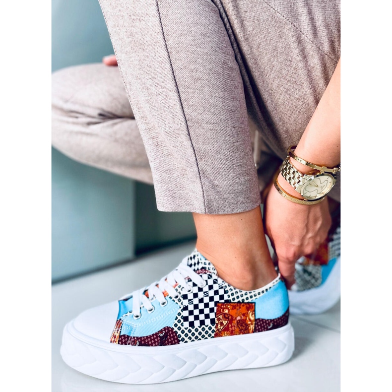 Tenisi Madi Red Jacquard Weave cu talpă înaltă multicolor 1