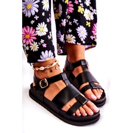 Sandale din piele pe platforma Tessy neagră negru 4