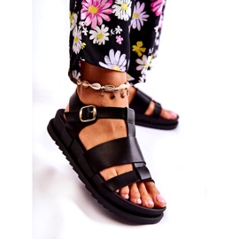 Sandale din piele pe platforma Tessy neagră negru 3