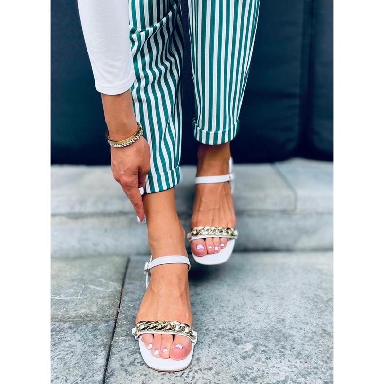 Sandale cu toc jos de la Daphne White alb 1