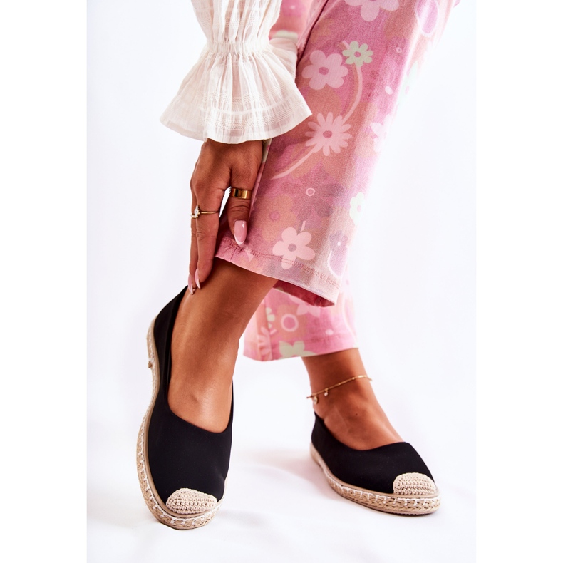 Espadrile damă clasice din piele intoarsa Negru Calabria 2