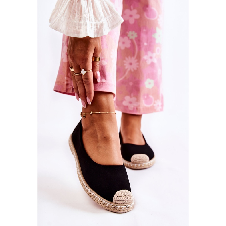 Espadrile damă clasice din piele intoarsa Negru Calabria 1