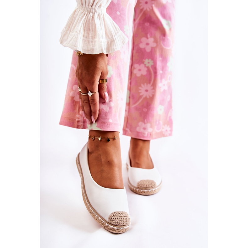 Espadrile clasice din piele albă de damă Calabria bej 1