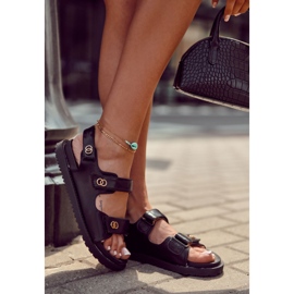 S.Barski Sandale De Damă Piele Cu Decor Halis Negru 2