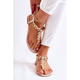 PG2 Sandale Damă Flip-flops Cu O Curea Decorativă Bej Lumina zilei 1